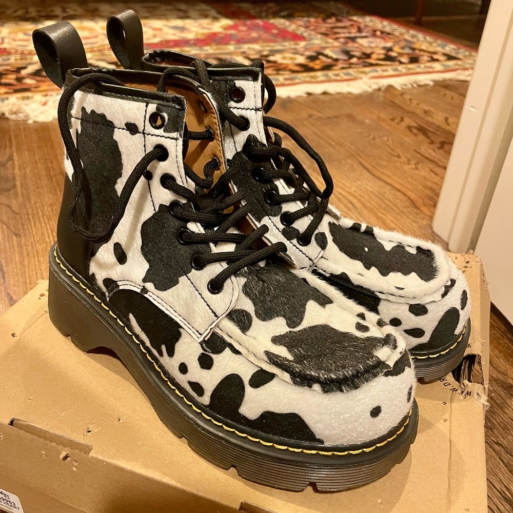 Cow print boots